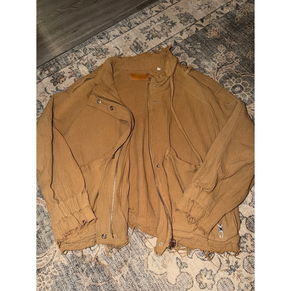 Blank NYC Cotton Voile Gauze Bomber Jacket Tan